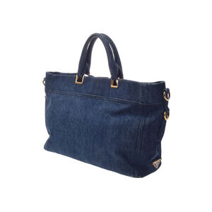 Prada Bag Blue Tote Denim Strap
